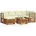 Set divani 7 pcs Naturale e Crema Legno di Acacia Massello - Foto miniatura 3