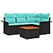 Set Divano da Giardino con cuscino 5 pcs Nero polyrattan - Foto miniatura 1