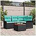 Set Divano da Giardino con cuscino 5 pcs Nero polyrattan - Foto miniatura 2