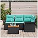Set Divano da Giardino con cuscino 5 pcs Nero polyrattan - Foto miniatura 3