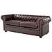 Divano Vintage A 3 Posti In Pelle Marrone Chesterfield - Foto miniatura 20