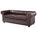 Divano Vintage A 3 Posti In Pelle Marrone Chesterfield - Foto miniatura 3
