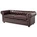 Divano Vintage A 3 Posti In Pelle Marrone Chesterfield - Foto miniatura 4