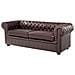 Divano Vintage A 3 Posti In Pelle Marrone Chesterfield - Foto miniatura 30