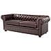 Divano Vintage A 3 Posti In Pelle Marrone Chesterfield - Foto miniatura 16