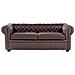 Divano Vintage A 3 Posti In Pelle Marrone Chesterfield - Foto miniatura 17