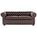 Divano Vintage A 3 Posti In Pelle Marrone Chesterfield - Foto miniatura 15