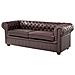Divano Vintage A 3 Posti In Pelle Marrone Chesterfield - Foto miniatura 14