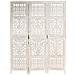 Divisorio 3 Pannelli Intagliato Bianco 120x165cm Mango Massello - Foto miniatura 6