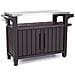 Tavolino In Resina Per Barbecue 2 Ante Colore Grafite 123,7x54xh. 90h Cm - Foto miniatura 1