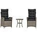 Set Da Bistrò 3 Pz Con Cuscini Grigio In Polyrattan - Foto miniatura 1
