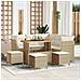 Set Divani Giardino con Cuscini 9 Pezzi Beige Rattan Polietilene Acacia, Set Pranzo Giardino 4 Pezzi con Cuscini Beige Rattan Polietilene Acacia - Foto miniatura 2