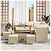 Set Divani Giardino con Cuscini 9 Pezzi Beige Rattan Polietilene Acacia, Set Pranzo Giardino 4 Pezzi con Cuscini Beige Rattan Polietilene Acacia - Foto miniatura 3