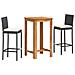 Set Bar da Giardino 3 pz Nero in Legno Acacia e Polyrattan - Foto miniatura 1