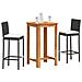 Set Bar da Giardino 3 pz Nero in Legno Acacia e Polyrattan - Foto miniatura 2