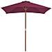 Ombrellone Da Esterni Con Palo In Legno 150x200 Cm Rosso Bordò - Foto miniatura 3