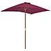 Ombrellone Da Esterni Con Palo In Legno 150x200 Cm Rosso Bordò - Foto miniatura 5