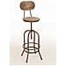 Sgabello Design Industriale Pino In Legno E Metallo I Sgabello Bar Bancone Regolabile 68-88 CM Con Poggiapiedi E Schienale Bronzo - Foto miniatura 2