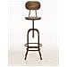 Sgabello Design Industriale Pino In Legno E Metallo I Sgabello Bar Bancone Regolabile 68-88 CM Con Poggiapiedi E Schienale Bronzo - Foto miniatura 3
