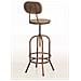 Sgabello Design Industriale Pino In Legno E Metallo I Sgabello Bar Bancone Regolabile 68-88 CM Con Poggiapiedi E Schienale Bronzo - Foto miniatura 5