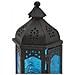 Portacandela Stile Marocchino Blu Nero Metallo Vetro 17x9x8 - Foto miniatura 4