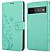 Cadorabo Custodia Compatibile Con Google Pixel 6 Pro In Turchese Fiore - Coperchio Protettivo In Design Floreale Con Chiusura Magnetica, Funzione Stand E Slot Per Carte - Foto miniatura 8