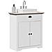 Mobile Lavabo Da Bagno Bodo Bianco E Marrone 70x35x80 Cm - Foto miniatura 1