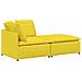 Divano Modulare con Poggiapiedi e Cuscini Tessuto Giallo Chiaro - Foto miniatura 1