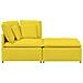 Divano Modulare con Poggiapiedi e Cuscini Tessuto Giallo Chiaro - Foto miniatura 5