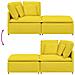 Divano Modulare con Poggiapiedi e Cuscini Tessuto Giallo Chiaro - Foto miniatura 8