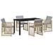 Set pranzo giardino  5 pezzi con cuscini beige in rattan sintetico, Tavolo giardino  nero 140x80x73 cm in vetro temperato - Foto miniatura 1