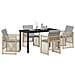 Set pranzo giardino  5 pezzi con cuscini beige in rattan sintetico, Tavolo giardino  nero 140x80x73 cm in vetro temperato - Foto miniatura 3