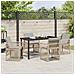 Set pranzo giardino  5 pezzi con cuscini beige in rattan sintetico, Tavolo giardino  nero 140x80x73 cm in vetro temperato - Foto miniatura 4