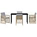 Set pranzo giardino  5 pezzi con cuscini beige in rattan sintetico, Tavolo giardino  nero 140x80x73 cm in vetro temperato - Foto miniatura 7