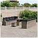 Set di divani da giardino  11 pezzi con cuscini in polyrattan grigio e acacia, Divano da giardino  2 posti con cuscini in polyrattan grigio, Set da pranzo da giardino  3 pezzi con cuscini in polyrattan grigio e acacia - Foto miniatura 3