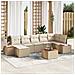 Set di Divano da Giardino a 8 Pezzi con Cuscini Beige in Rattan Polipropilene e Acacia - Foto miniatura 2