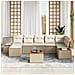 Set di Divano da Giardino a 8 Pezzi con Cuscini Beige in Rattan Polipropilene e Acacia - Foto miniatura 3