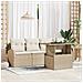 Set Divano da Giardino 5 Pezzi con Cuscini Beige in Rattan Polietilene - Foto miniatura 2