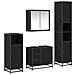 Set di mobili per il bagno 4 pcs Rovere Nero Legno multistrato - Foto miniatura 1