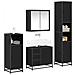 Set di mobili per il bagno 4 pcs Rovere Nero Legno multistrato - Foto miniatura 3