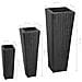 Vasi Fioriere Moderni In Rattan Nero, Set Da 3 Vasi 40 - 60 - 80 cm - Foto miniatura 8