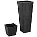 Vasi Fioriere Moderni In Rattan Nero, Set Da 3 Vasi 40 - 60 - 80 cm - Foto miniatura 3