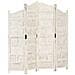 Divisorio 4 Pannelli Intagliato Bianco 160x165cm Mango Massello - Foto miniatura 1
