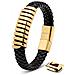 Bracciale in Pelle per Uomo ""Helix"" 17cm Oro - Foto miniatura 13