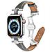 Cinturino Per Apple Watch 38/40/41mm In Pelle Con Chiusura Pieghevole, Grigio - Foto miniatura 1