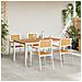 Set pranzo giardino  5 pezzi in legno massello di teak, Tavolo pranzo esterno  150x90x75 cm in legno massello di teak, Sedie giardino impilabili 4 pz in legno massello di teak e metallo - Foto miniatura 3