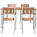 Set pranzo giardino  5 pezzi in legno massello di teak, Tavolo pranzo esterno  150x90x75 cm in legno massello di teak, Sedie giardino impilabili 4 pz in legno massello di teak e metallo - Foto miniatura 6