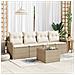 Set Divano da Giardino 5 Pezzi con Cuscini Beige in Rattan Polietilene,  Divano da Giardino a Due Posti con Cuscini Beige in Rattan Polietilene - Foto miniatura 2