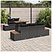Set da Pranzo Giardino 6 Pezzi con Cuscini Rattan Nero Acacia - Foto miniatura 3