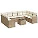 Set Divano da Giardino 10 pz con Cuscini Beige in Polyrattan - Foto miniatura 1
